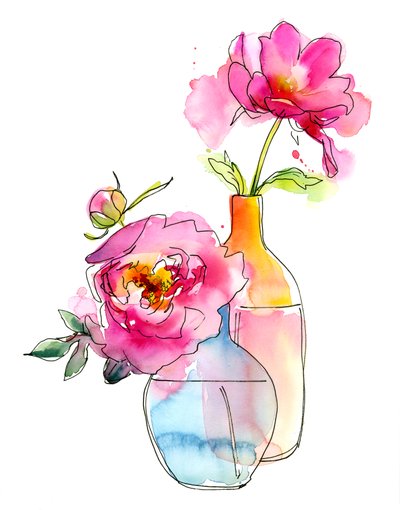 Peony in Vases by Unbekannt Unbekannt